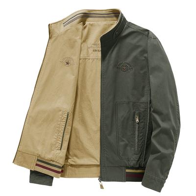 Осенняя новая мужская куртка среднего возраста, мужская повседневная свободная куртка большого размера с двухсторонним кроем