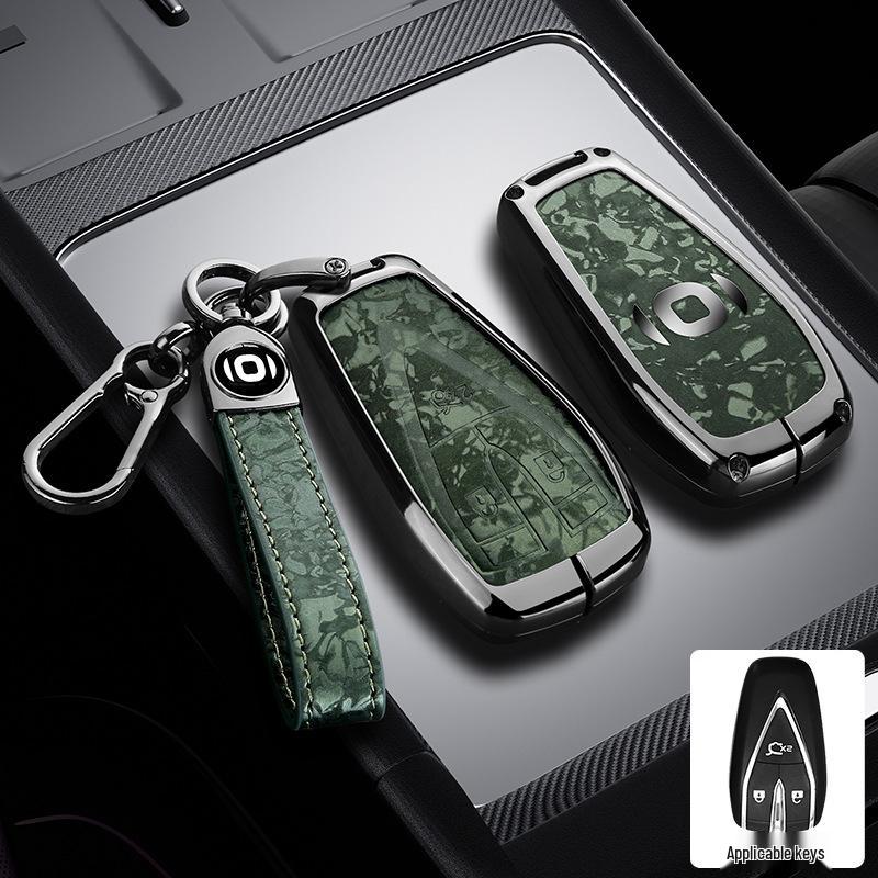 Changan Qiyuan A05/A06/A07 Key Cover - Q05 125MAX Remote Metal Shell with Leather Snap Button
