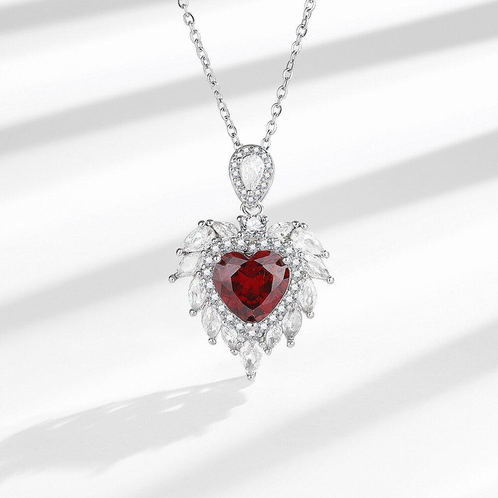 Caibao Premium Light Luxury Pigeon Blood Red Temperament Jewelry Earrings Ring Necklace Pendant Set Combination