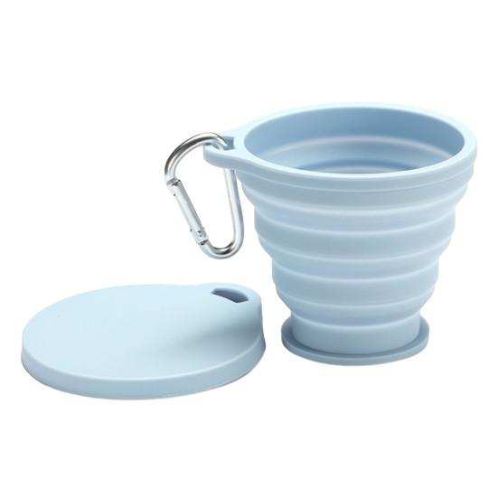 Складной силиконовый стакан для воды с ручкой-карабином 180 мл, портативный дорожный стакан для мытья, контейнер для воды с широким горлышком для кофе, напитков, соков