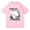 Футболка Radiohead с узором Crescent Pool в стиле Харадзюку Серия футболок с ретро-узором Комфортная модная футболка