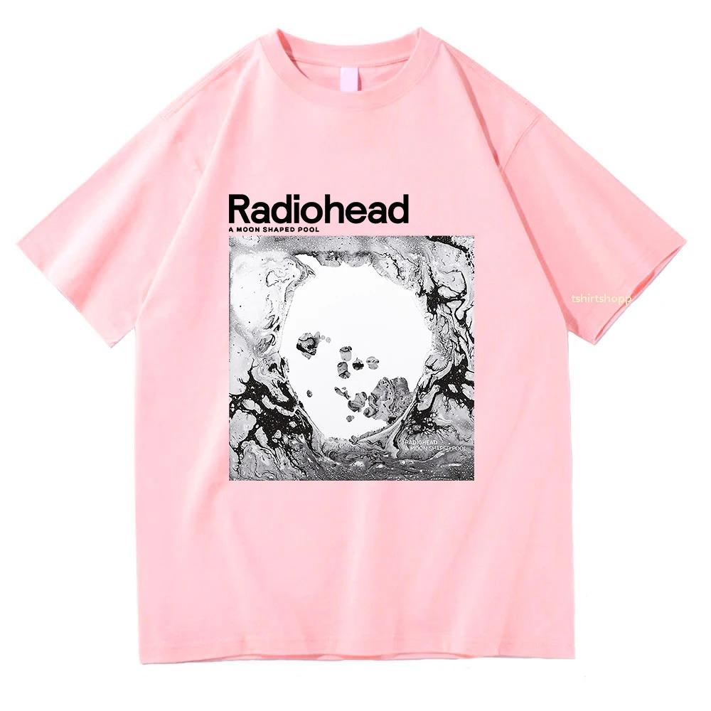 Футболка Radiohead с узором Crescent Pool в стиле Харадзюку Серия футболок с ретро-узором Комфортная модная футболка