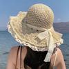 New French Straw Hat Women's Summer Seaside Hat Beach Summer Lace Straw Braiding Sunscreen Sun Hat