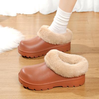 Женские короткие ботинки Пушистые зимние ботинки Теплые хлопковые тапочки для дома Уличные нескользящие ботинки на толстой подошве Флисовые туфли с круглым носком Слипоны