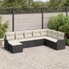 8-piece Garden Sofa Set with Cushions Black Poly Rattan, 2-seater Garden Sofa with Cushions Black Poly Rattan 3345817