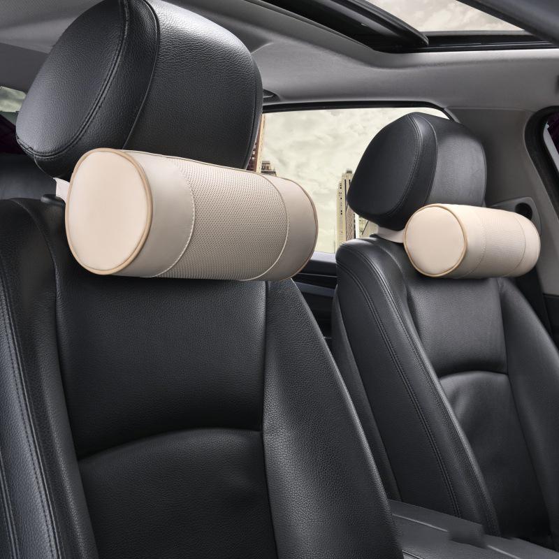 1/2 шт. подголовник автомобиля с эффектом памяти, подушка для шеи, натуральная кожа, круглый шейный валик, офисное кресло, цилиндр, подголовник, опорная подушка
