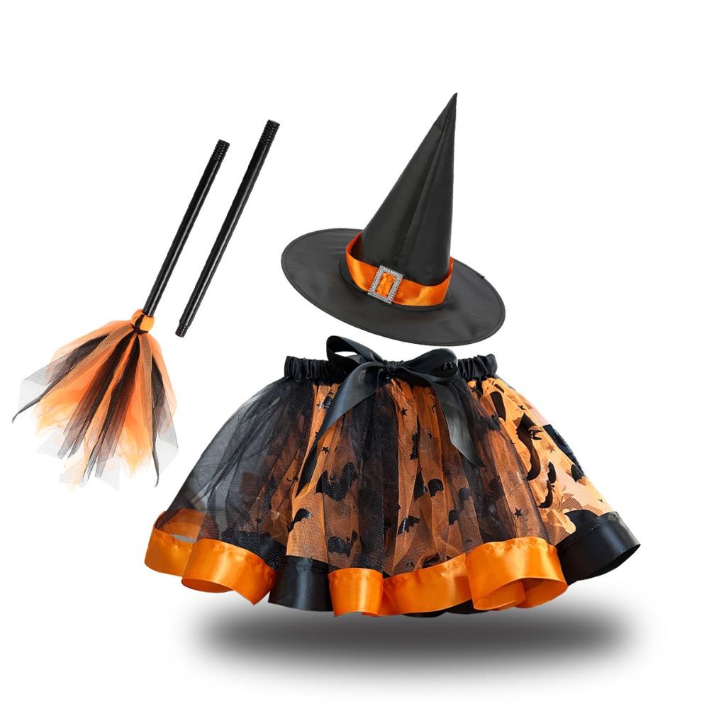 Wand Kids Halloween Costume with Hat Halloween Children's Witch Dress Halloween Decoration