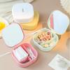 Portable Cosmetic Storage Box with Mirror Jewelry Box Colorful Hair Tie Organizer  Travel