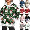 Women's Christmas Casual Fleece-Lined Hoodie With Long Sleeves And Pockets Sweatshirt Top