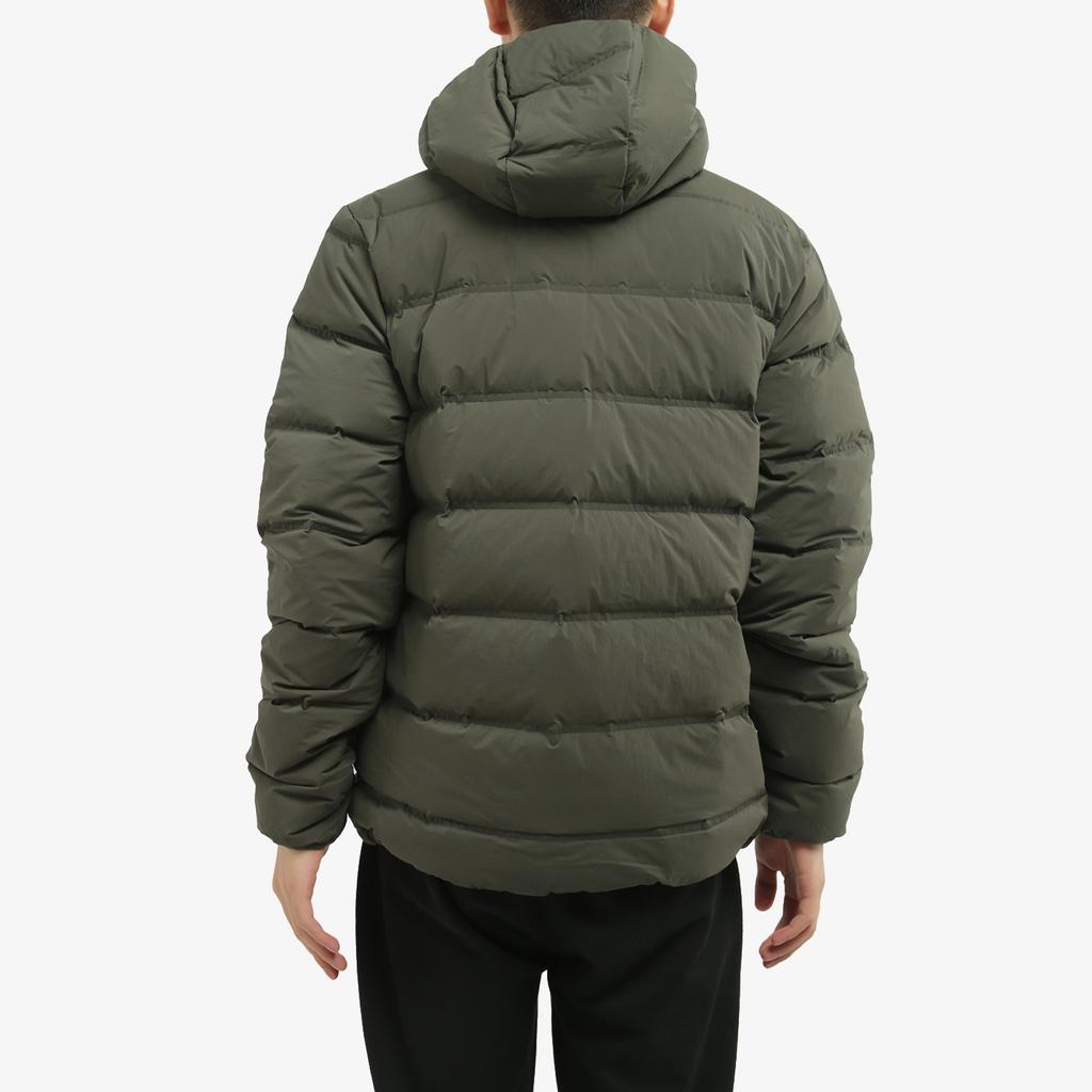 Adidas Solid Color Logo Print Hooded Zipper Down Jacket Men Outerwear Dark-Green FT2520