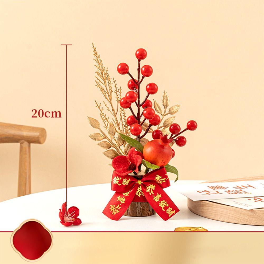 Best Wishes Spring Festival Pots Red Berry Branch Wedding Pots Chinese Tabletop Pots Home Decor