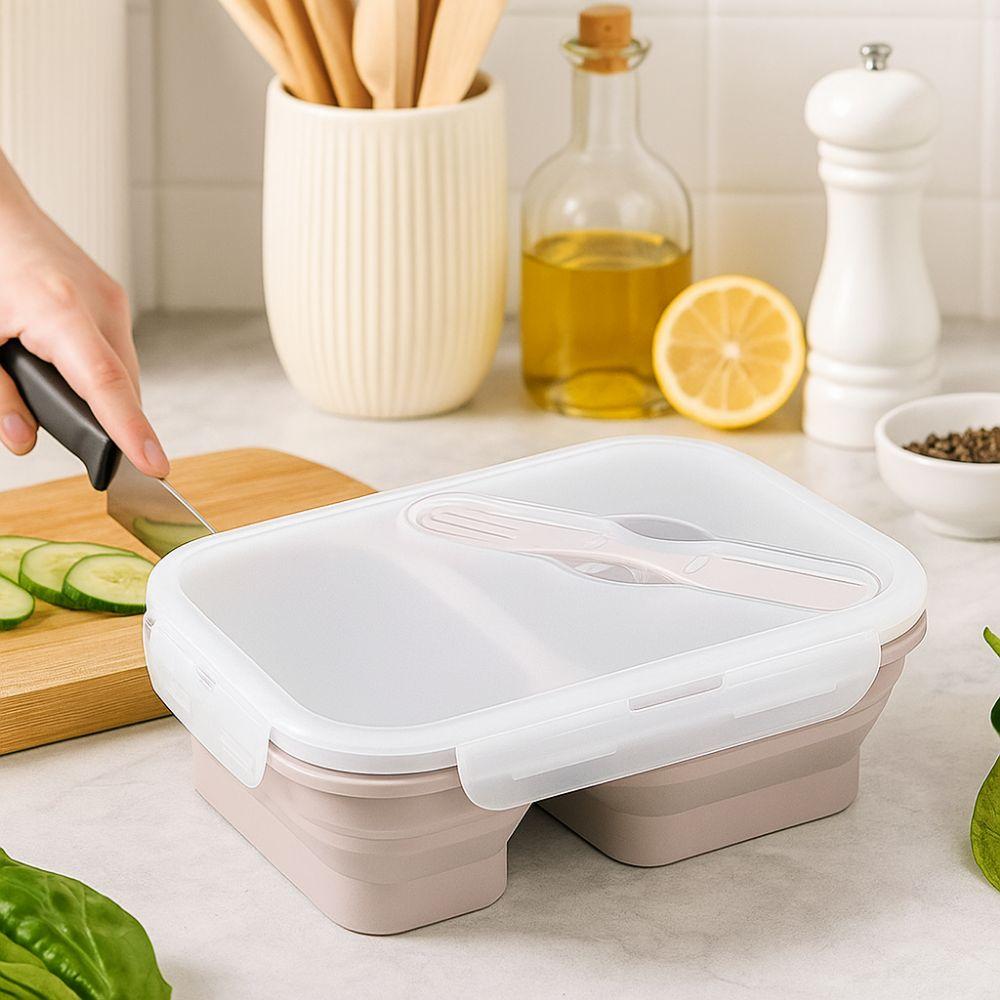 Rectangle Silicone Lunch Box Airtight Fresh Keeping Box Practical Food Storage Container  Student
