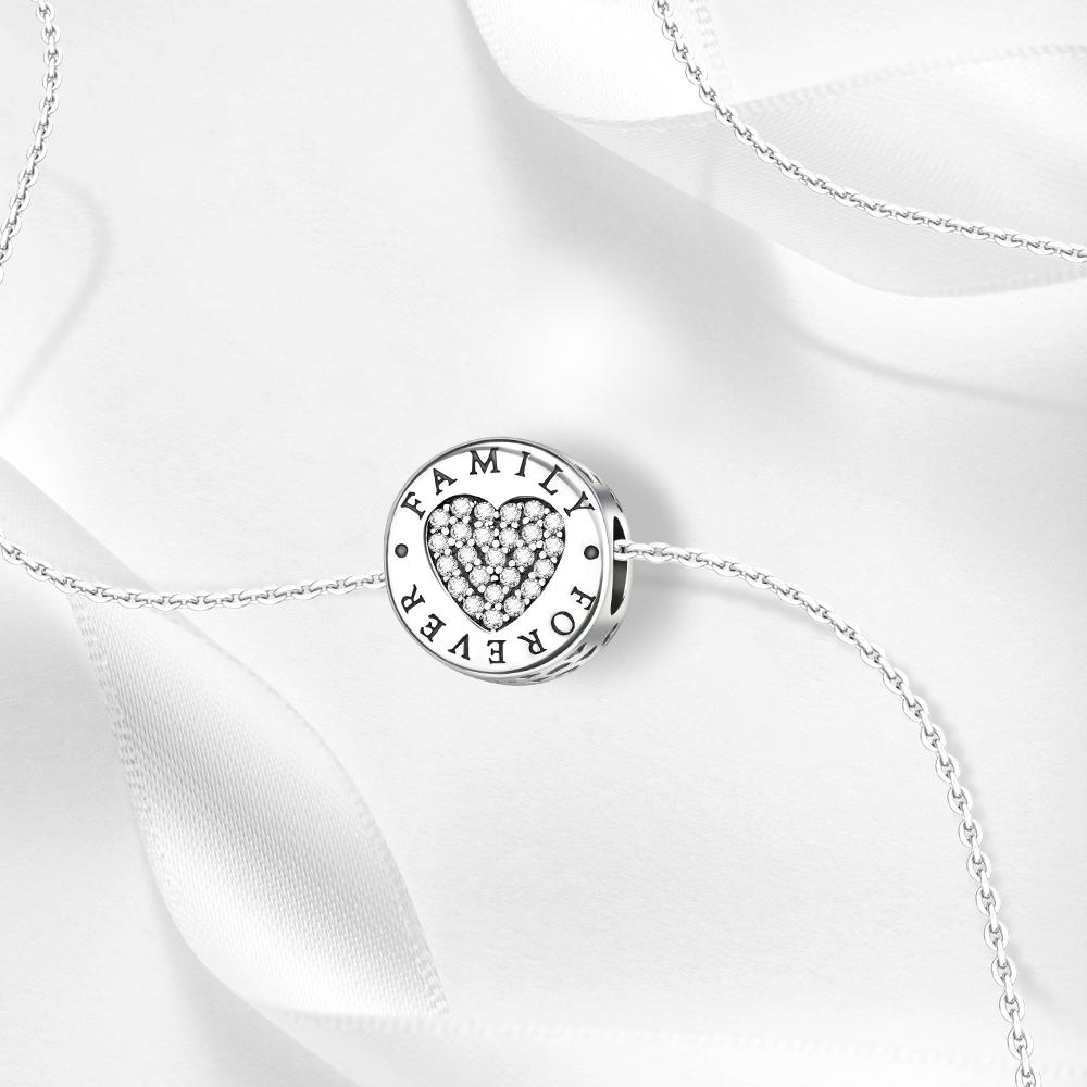 New Charms 925 Silver Sister Daughter Mum Mother Family Love Heart Beads Fit Origina Bracelet Necklace DIY Jewelry