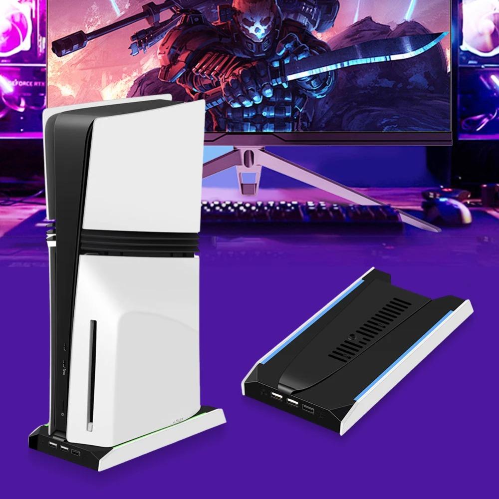 Для PS 5 Slim/PS 5 Pro RGB Базовая подставка с 3 портами USB 2.0 Вертикальный держатель 8 световых режимов для Sony Playstation 5 Игровые аксессуары