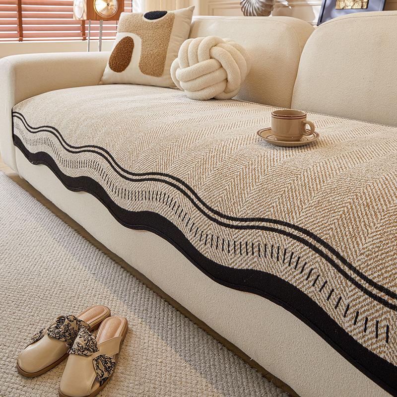 Special-Shaped Sofa Cushion New Irregular Seat Cushion Fixed Non-Slip Machine Washable High-End Straight Row Sofa Cover