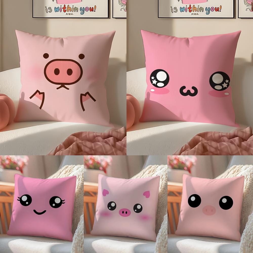 Animal Facial Portraits Pillow Case DoubleSided Plush Sofa Cushion Covers Organic Breathable Invisible Zipper
