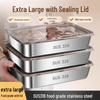 304 Stainless Steel Square Storage Box with Lid - Food Grade Fresh-Keeping Container