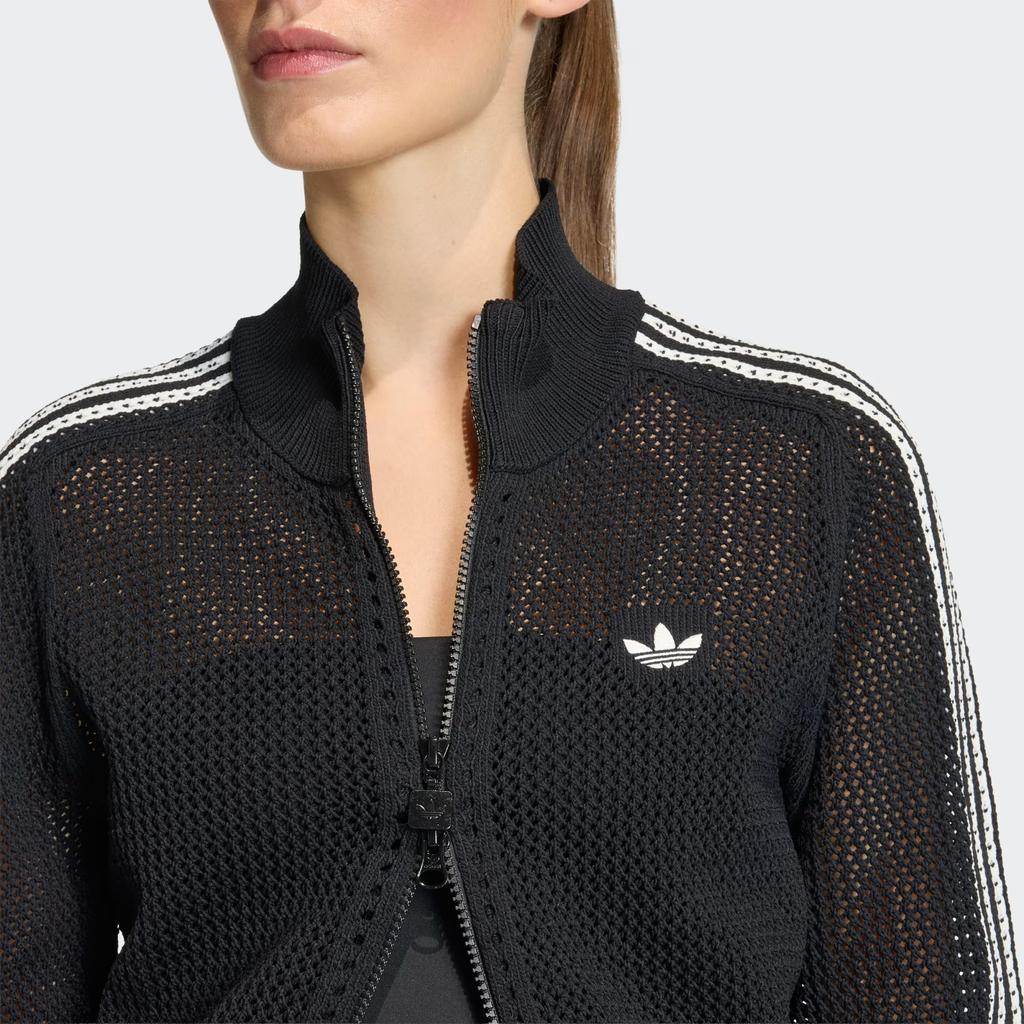 adidas Оригинальный вязаный спортивный свитер с молнией и высоким воротником 'Firebird Track Comfort', приятный для кожи, облегающего кроя, женские топы KC6497