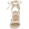 Allegra K Women's Lace-Up Sandals, Open Toe, Crisscross, Chunky Heel, Beige, Size 25.5cm