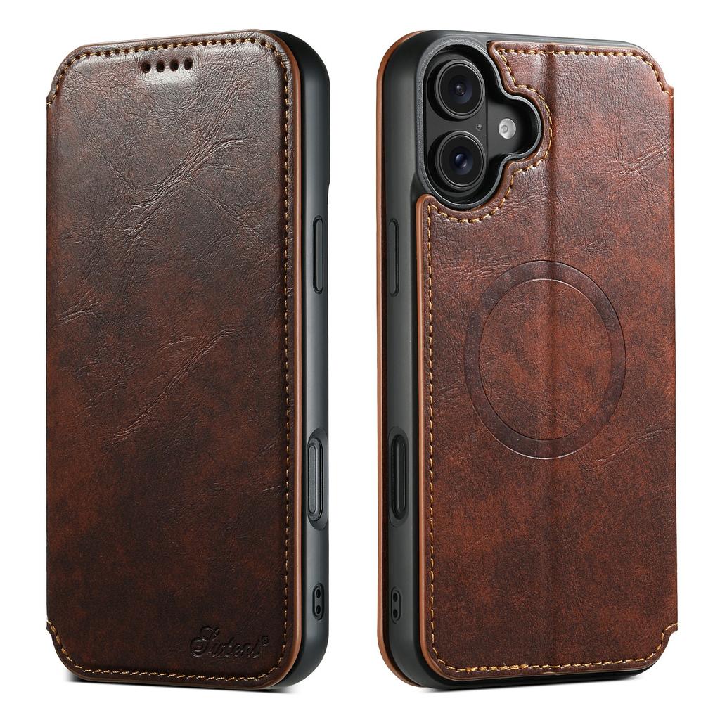 SUTENI J05 Чехол для iPhone 17, совместимый с MagSafe, текстурированная откидная крышка из ПУ кожи