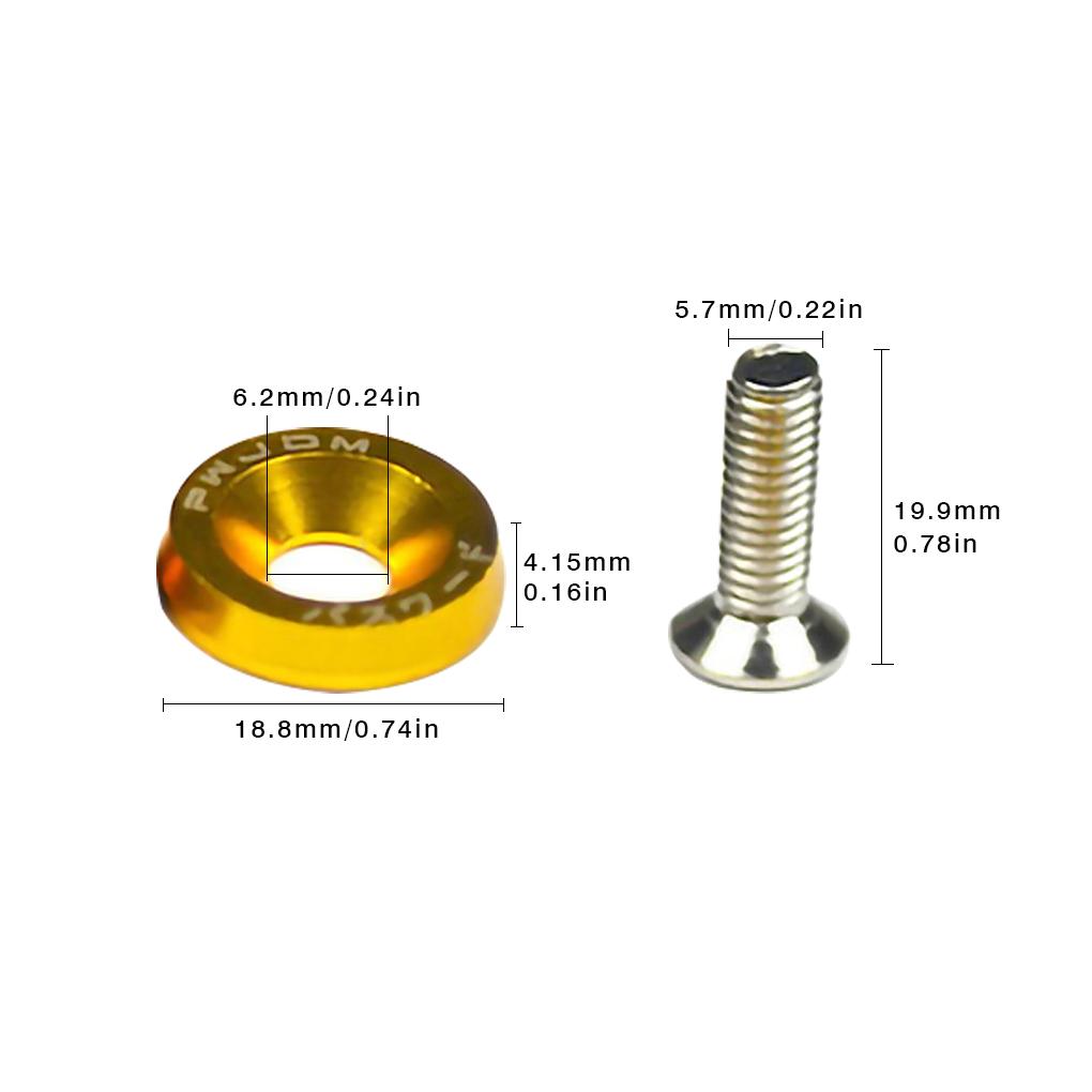 10pcs For M6 JDM Car Bumper Engine Concave Screws Modified Hex Fasteners Fender Washer Auto Part Accessories