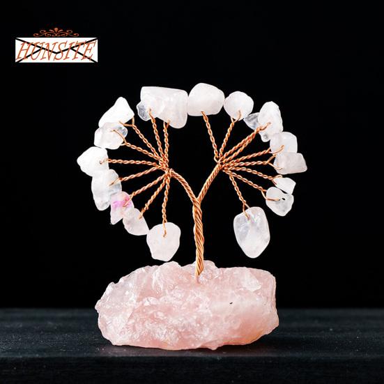 Красочный орнамент из натурального камня с основанием, денежное дерево с положительной целебной энергией