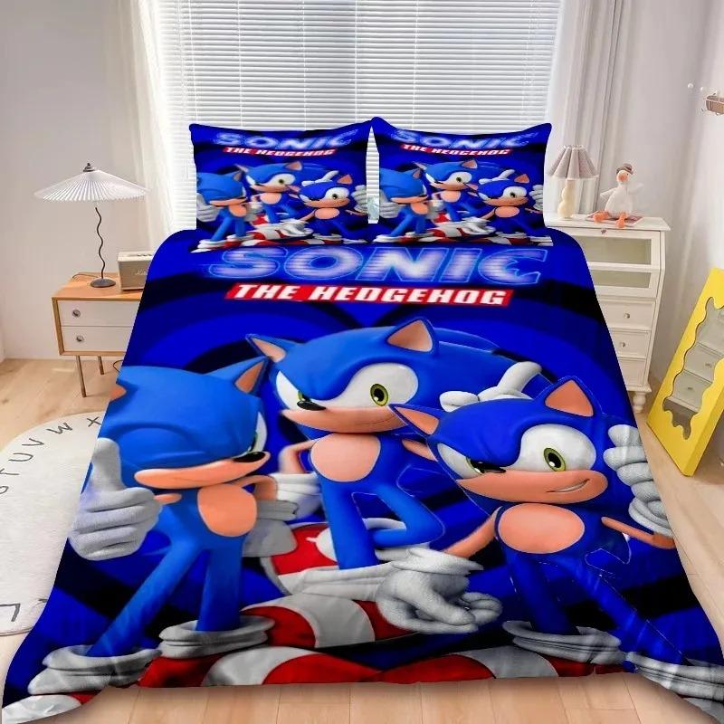 Anime Sonic 3D Bedding Set Game Character Duvet Cover Soft Bed Linen Bedroom Decor Gift for Teens All Sizes