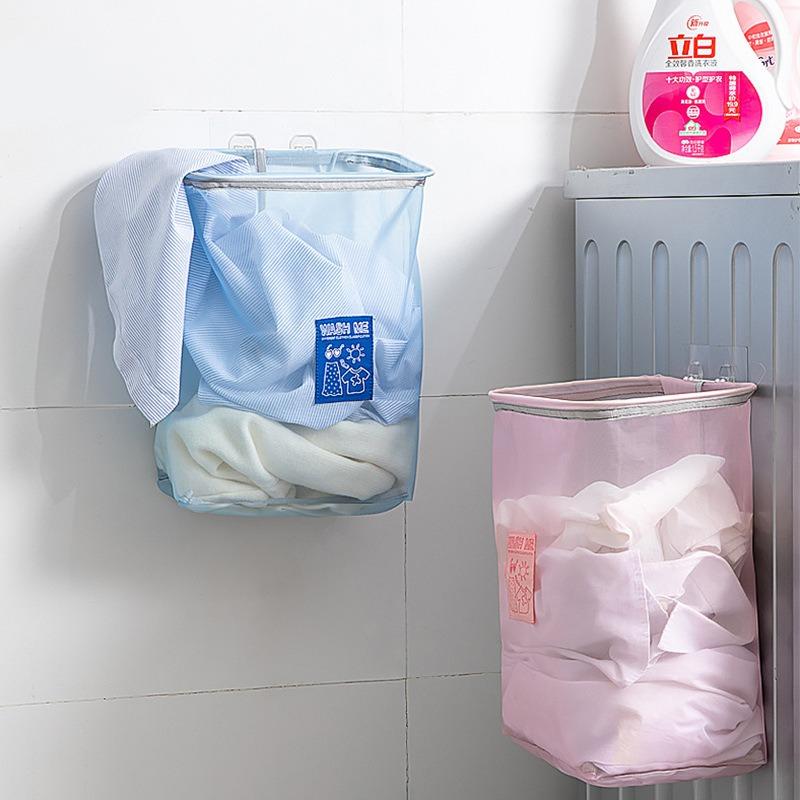 Foldable Laundry Baskets Mesh Bathroom Dirty Clothing Storage Bag Home Large Capacity Wall Mounted Underwear Organization Bags