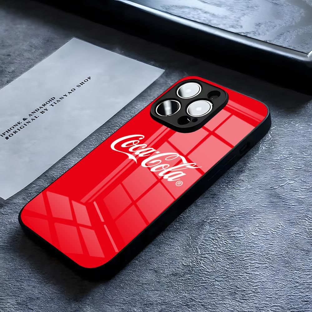 Горячий C-Coca Напитки C-Cola Чехол для телефона Для iPhone 17 16 15 14 Pro 11 13 12 Mini Air Plus SE Стекло Роскошный дизайн Чехол