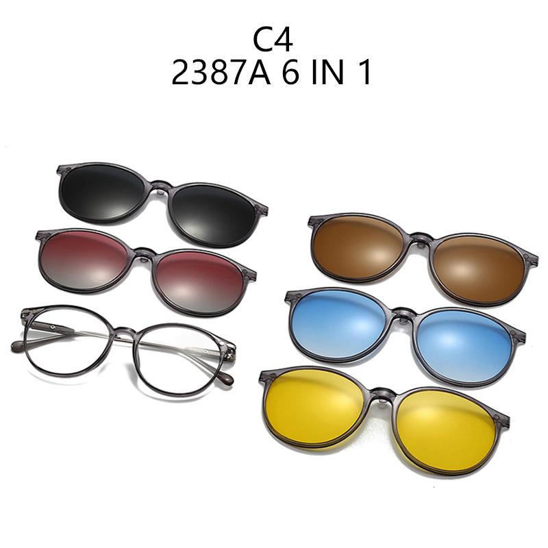 Oval Frame 6 In 1 Frame Women Myopia Sunglasses Fashion Magnetic Clip On Glasses Prescription Eyeglas