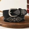 Womens Punk Belt 2026 American Vintage Snake Studded Pearl Rhinestone PU Leather Waistband