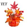 Durable Plastic Harvest Decor Fall Artificial Pumpkin Table Centerpiece, Autumn Fake Decoration with Sunflowers, Small Plant for Entryway Maple Leaves