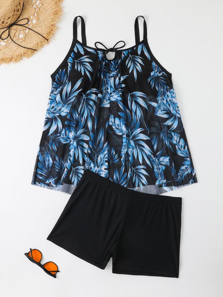 2024 Plus Size High Waist Tankini Two-Piece Women's Swimwear