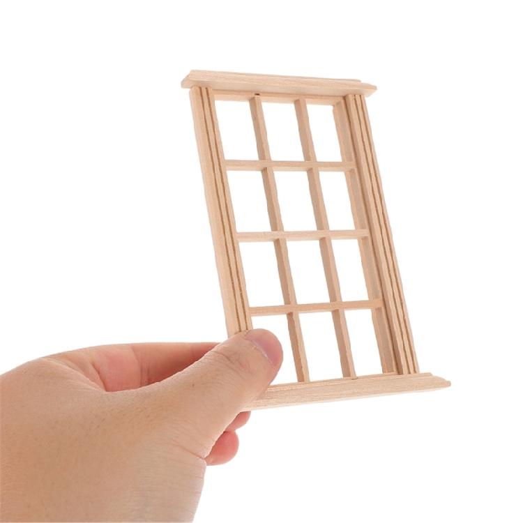 Multipurpose 4 Pieces Dollhouses Miniature Window 1 12 Scale Sturdy Wood Child Models for Home Display Solution