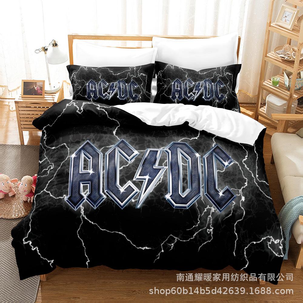 3D Digital Printing Bedding Four-Piece Set Three-Piece Set Acdc Bed Sheet Quilt Pillow