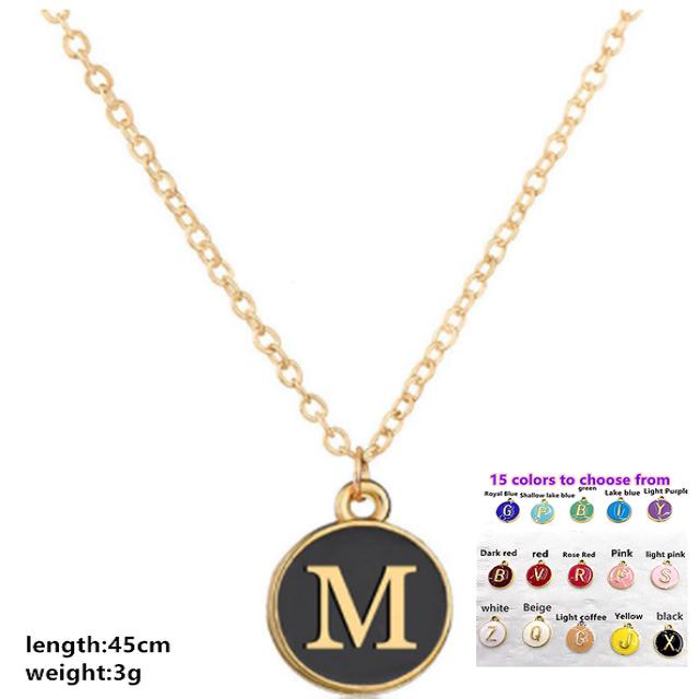 15x12mm New 26 Letters Initial Necklace Gold Chains Color Disc Pendant Necklace Alphabet Women Friends Family Letter Necklace