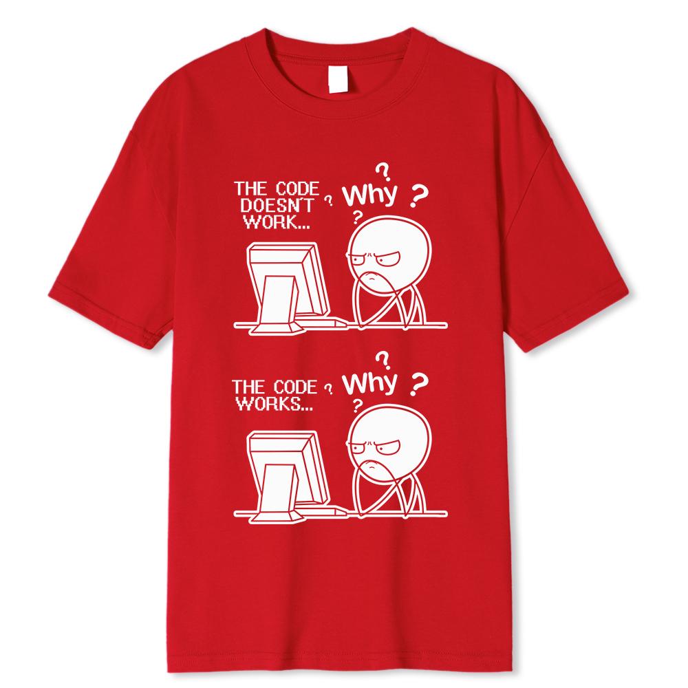 Creative Funny Programmer Code Works Why Casual Print T-Shirt Camiseta Hombre Linux Operating System Fashion Streetwear For Men