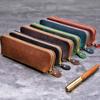 1pc Cowhide Pencil Case Stationery Holder Genuine Leather Pencilcase Storage Bag Office School Supplies