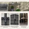 Balcony Table Half Round Poly Rattan And Metal 100x50x74 Cm Gray