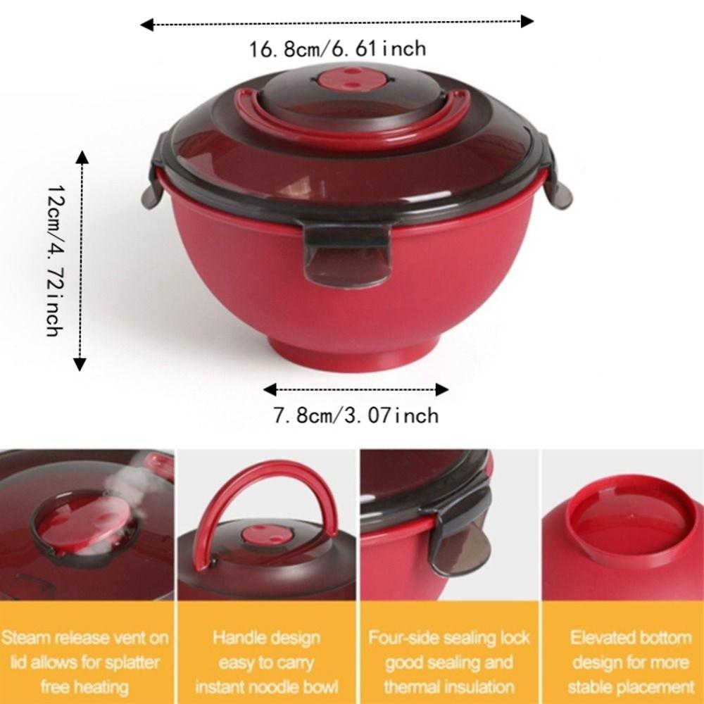 with Dome Lid Dormitory Instant Noodle Bowl Sealed Soup Bowl Household Ramen Bowl Student