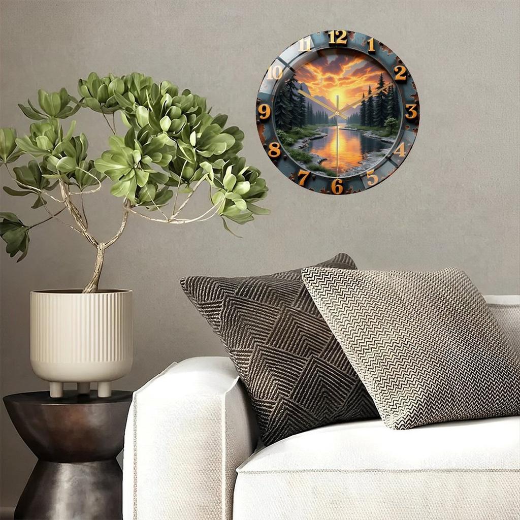 Decorative 30cm Round Glass Wall Clock with Vintage-Inspired Numerals and Warm Finish