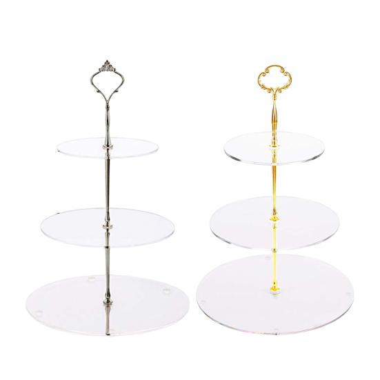 Акриловая подставка для торта, 3-х уровневая, круглая, простая в сборке, прозрачная, многоуровневая, сервировочная подставка, праздничные принадлежности