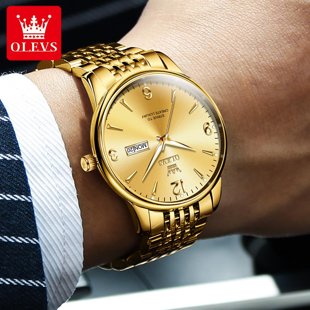 OLEVS 2928 Simple Classic Men's Watches Business Dress Waterproof Calendar Luminous Original Quartz Wristwatch for Man