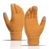 1 Pair Women Men Autumn Winter Knitting Gloves Solid Color Thickened Ribbed Cuffs Ridding Gloves Windproof Gloves