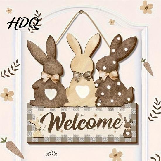 Spring Door Hanger Wooden Welcome Sign Rustic Hanging 2D Daisy Butterfly Print Holiday Gift Halloween Thanksgiving Easter Seasonal Sign for