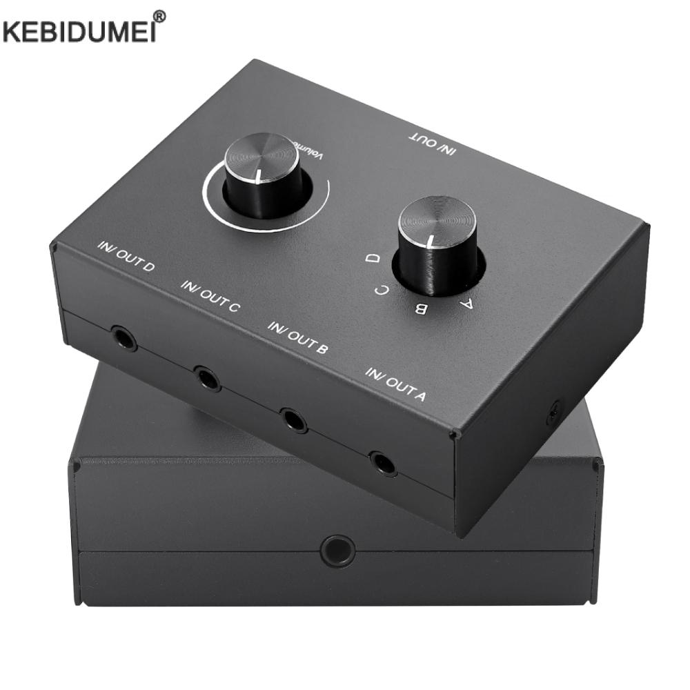 4 Way/2 Way 3.5mm Stereo Audio Switcher Bi-Directional Audio Switch Splitter Box 2x1/1x2 4x1/1x4 Switcher with Mute ButtonGood product