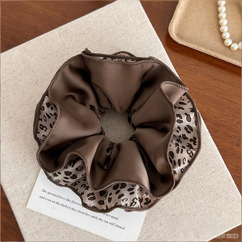Vintage Leopard Print Large Scrunchie For Women Girls Sweet Hair Ornament Hair Tie Hair Band Hair Ring Hair Accessories