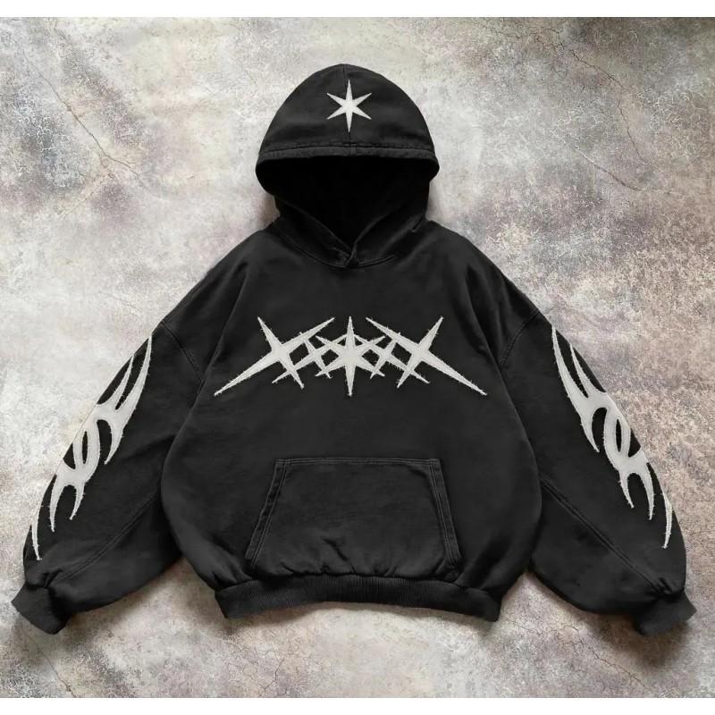 Y2K Vintage Punk Print Hoodie Gothic Couple Casual Sweatshirt Loose Fit