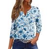 Women's T Shirt Print Button 3/4 Sleeve Daily Weekend Fashion Basic V- Neck Regular Top
