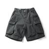 Mens Cargo Shorts American High Street Style Distressed Patch Solid Color Loose Casual